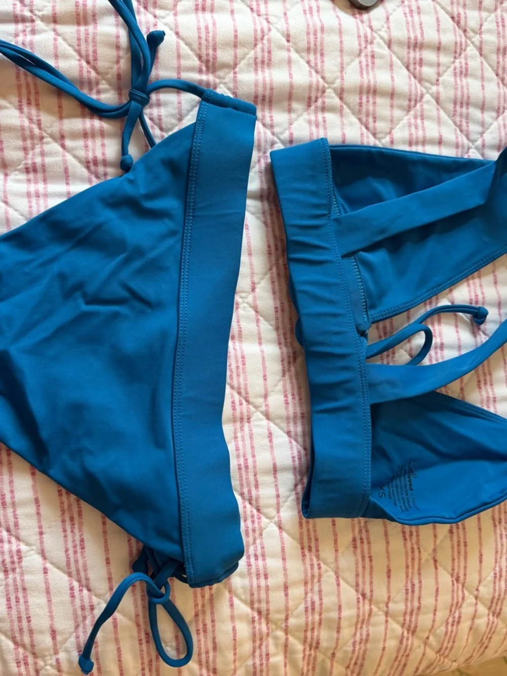Lovers + Friends Bright Blue Triangle Tie Bikini Set - Picture 2 of 4
